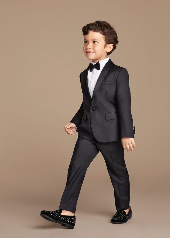5-piece Fine Gentleman Black Suit For Toddler Boys (For 3 To 4 Years ...